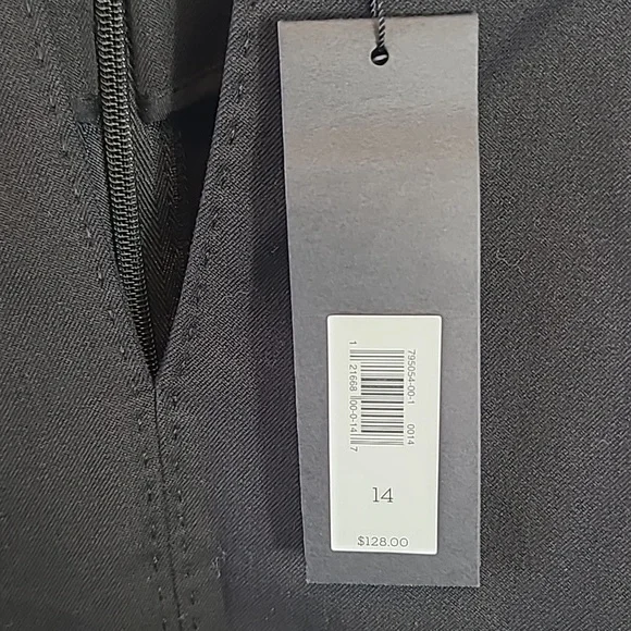 New Banana Republic Denim Black Ruffle Short Sleeve Split Neck Sheath Size 14 - Picture 5 of 7